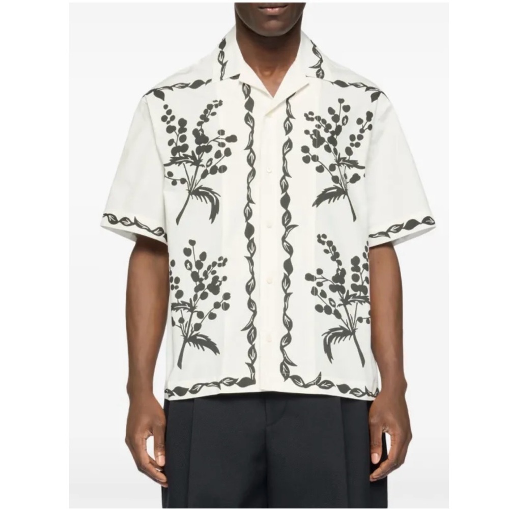 JACQUEMUS la chemise jean boiling shirt sz 48 Men's Black and White Floral Shirt